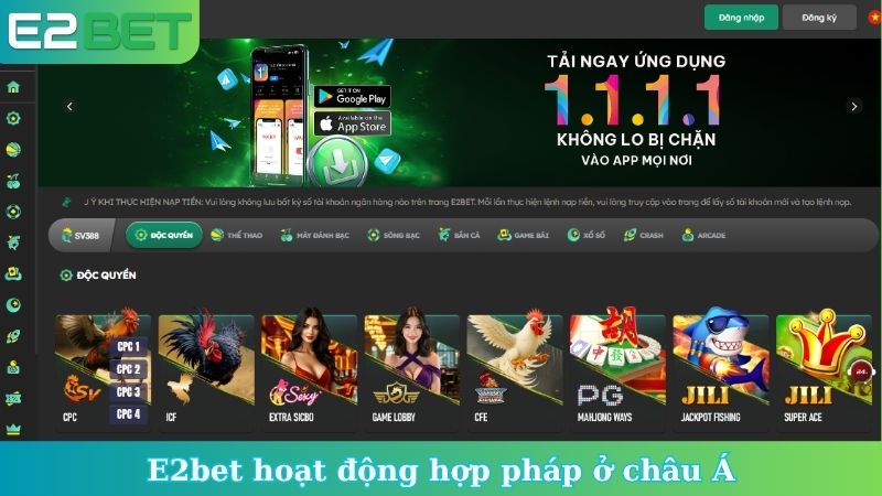 E2bet hoạt động hợp pháp ở châu Á