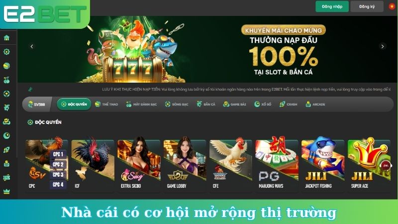 Nhà cái có cơ hội mở rộng thị trường